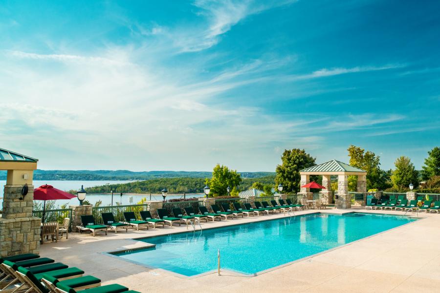 Outdoor pool at Chateau on the Lake Resort in Branson.