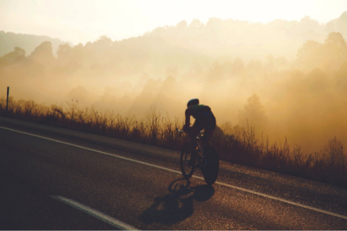 biker on side of road