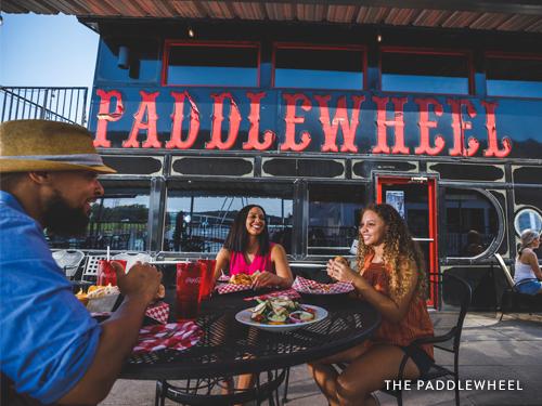 Family eating at the Paddlewheel for New Year's Eve.