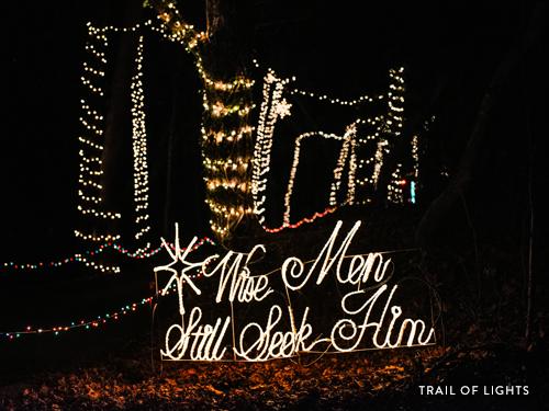Long trail of Christmas lights in Branson.